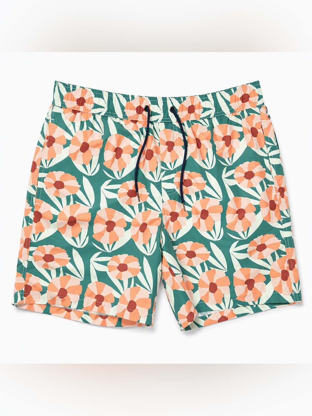 Coast Clothing Co 1996 Floral Swim Shorts Green Orange Tropical Men's L